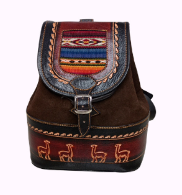 Mochila cuero y textil andino